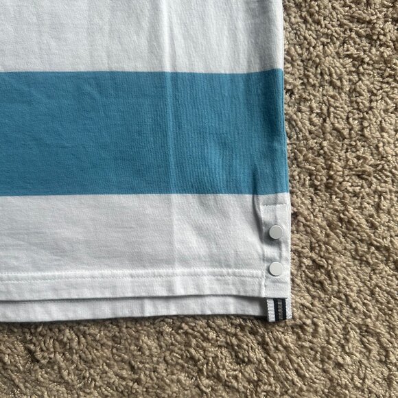 New SELECTED Blue & White Striped Cotton T-Shirt - Size L (Unisex) - Picture 6 of 6